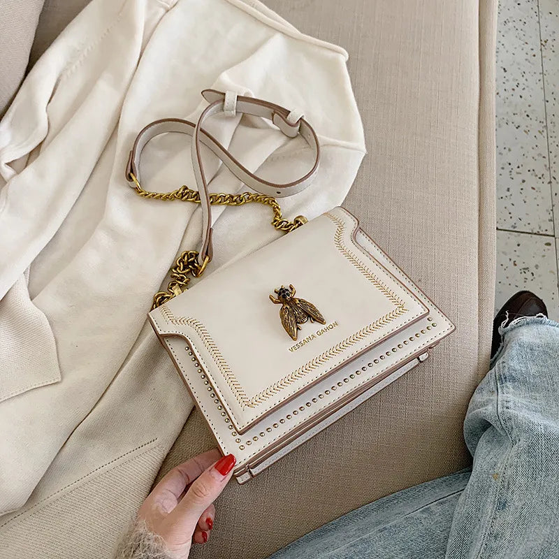 Small Chain Bag ⎜ Elegant Design with Golden Bee Embellishment