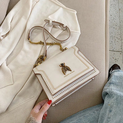 Small Chain Bag ⎜ Elegant Design with Golden Bee Embellishment