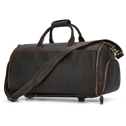 Leather Travel Bag ⎜ Large Capacity with Roll Function for Comfortable Travelling