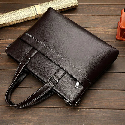 Leather Briefcase for Men ⎜ Elegant Shoulder Bag for Laptop and Documents with Sturdy Carrying Handle