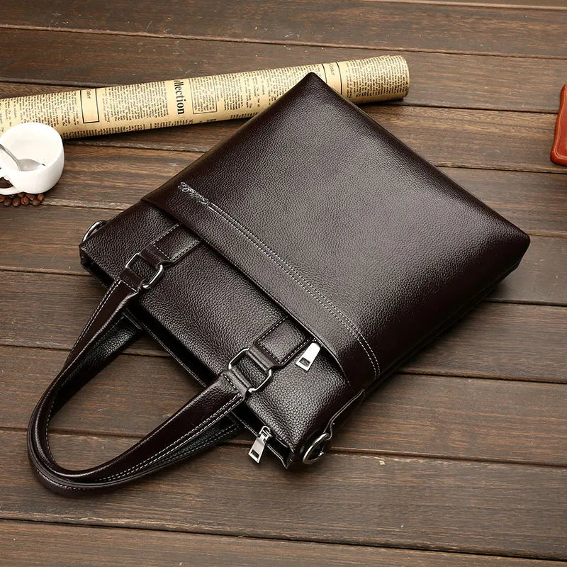 Leather Briefcase for Men ⎜ Elegant Shoulder Bag for Laptop and Documents with Sturdy Carrying Handle