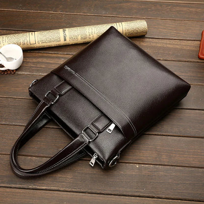 Leather Briefcase for Men ⎜ Elegant Shoulder Bag for Laptop and Documents with Sturdy Carrying Handle
