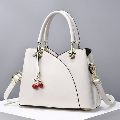 Elegant Handbag for Women ⎜ Fashionable Shoulder Bag with Cherry Pendant