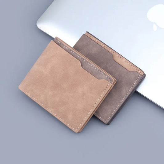 Men's Wallet in Suede Look ⎜ Compact Folding Wallet with Card Compartment