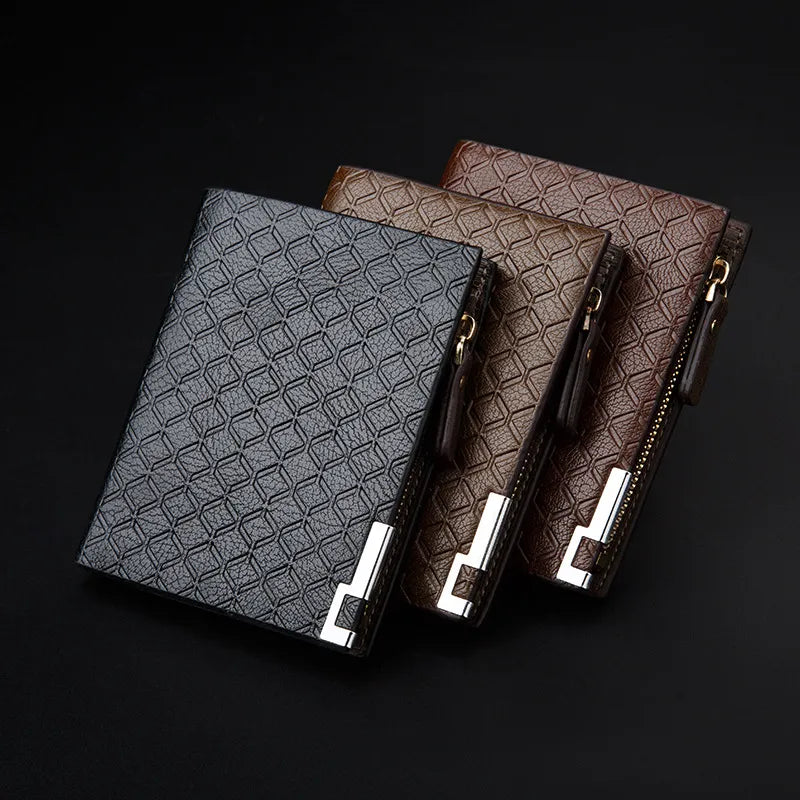 Men's Wallet with Embossing ⎜ Compact Wallet with Zip and Card Compartments