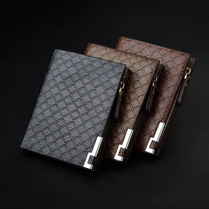 Men's Wallet with Embossing ⎜ Compact Wallet with Zip and Card Compartments