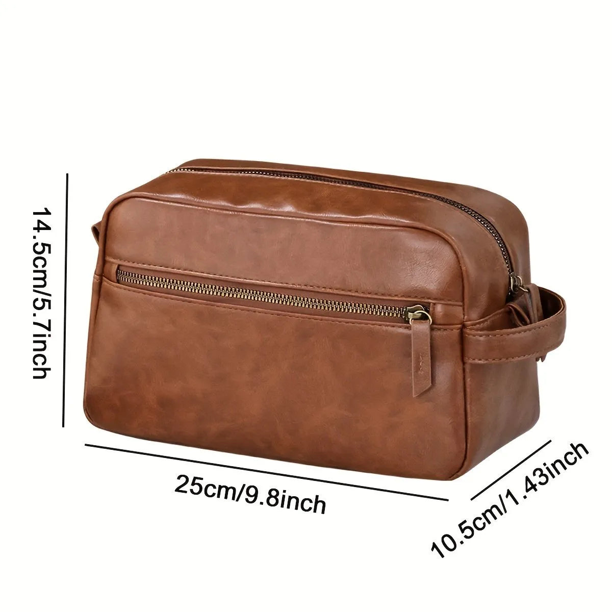 Leather Toiletry Bag for Men ⎜ Large Travel Bag with Practical Compartments and Robust Zip