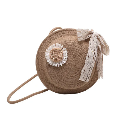 Women's Basket Bag ⎜ Handmade Shoulder Bag Made From Straw Wire with a Playful Floral Design