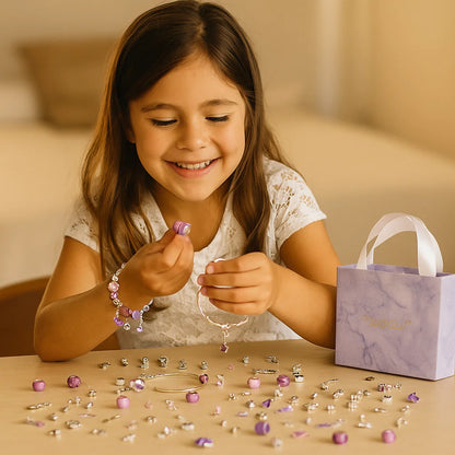 DIY Charm Bracelet Making Kit ⎜ Jewelry Craft Set with Beads and Pendants in Gift Box for Girls