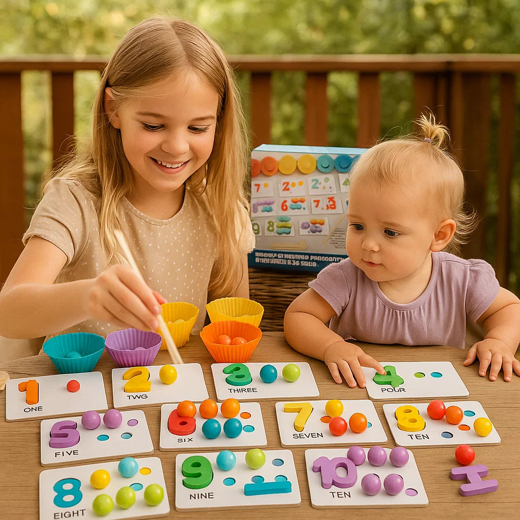 Montessori Math Puzzle for Kids ⎜ Educational Bead Matching Game for Number Recognition and Counting Skills