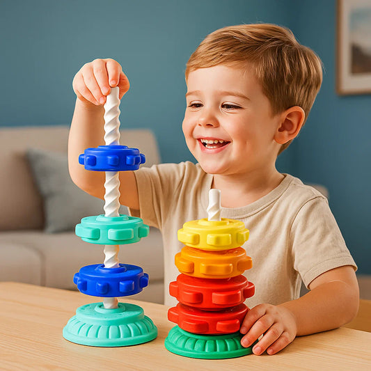 Rainbow Spin and Color Tower Toy
