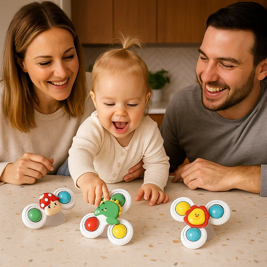 Cute Suction Cup Spinning Toy for Babies – Set of 3