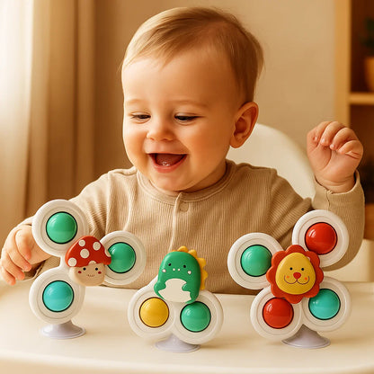 Cute Suction Cup Spinning Toy for Babies – Set of 3