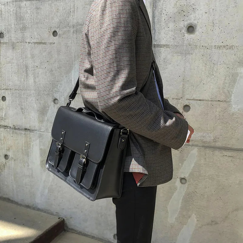 Briefcase for Men ⎜ Stylish Leather Shoulder Bag with Practical Compartments and Carrying Handle