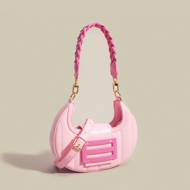 Small Shoulder Bag for Women ⎜ Fashionable Handle Bag in Half - Moon Design with Adjustable Shoulder Strap