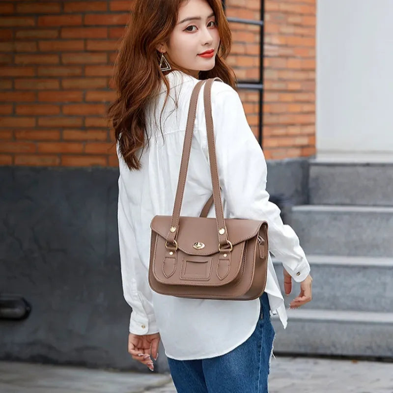 Classic Shoulder Bag for Women ⎜ Fashionable Cambridge - Style Shoulder Bag with Practical Fasteners