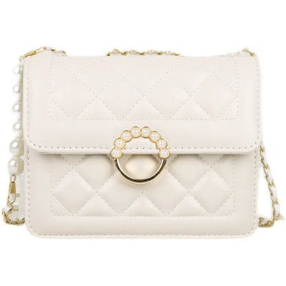 Small Shoulder Bag with Chain ⎜ Pearl Fastening and Stylish Chain Strap