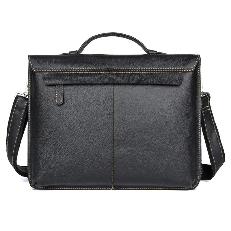Laptop Bag for Men ⎜ Retro Briefcase Made of Genuine Leather with Practical Compartments and Shoulder Strap