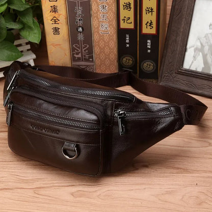 Leather Bum Bag for Men ⎜ Multiple Zip Compartments and Robust Strap for Secure Storage