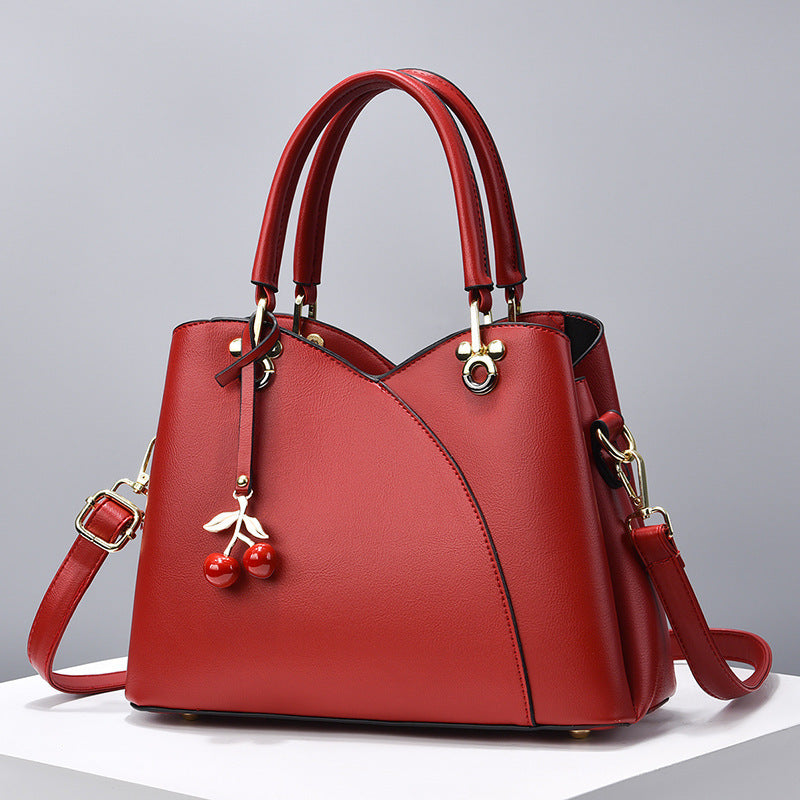 Elegant Handbag for Women ⎜ Fashionable Shoulder Bag with Cherry Pendant