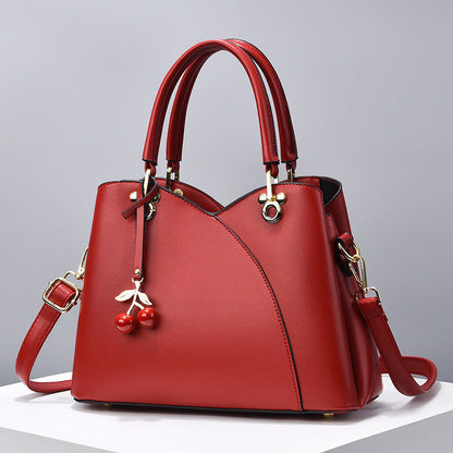 Elegant Handbag for Women ⎜ Fashionable Shoulder Bag with Cherry Pendant
