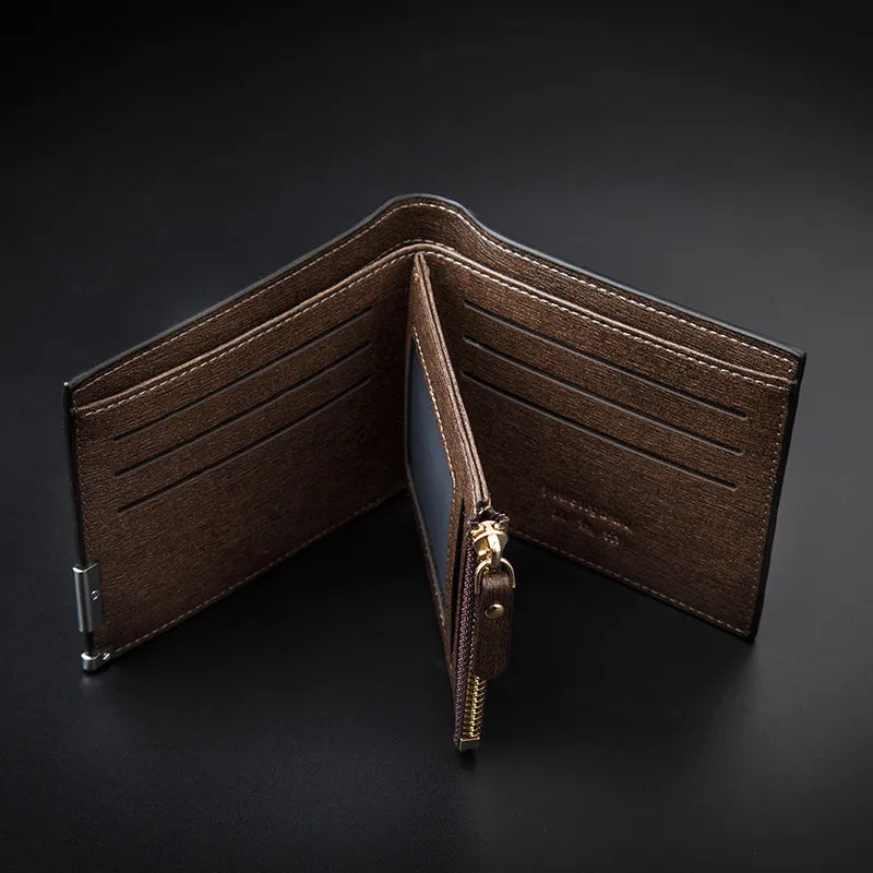 Men's Wallet with Embossing ⎜ Compact Wallet with Zip and Card Compartments