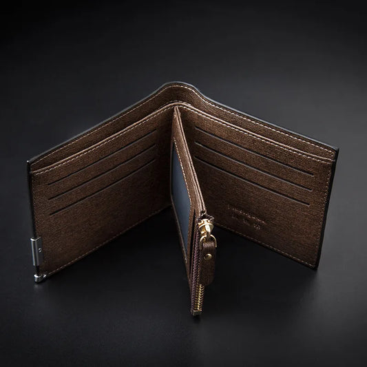 Men's Wallet with Embossing ⎜ Compact Wallet with Zip and Card Compartments