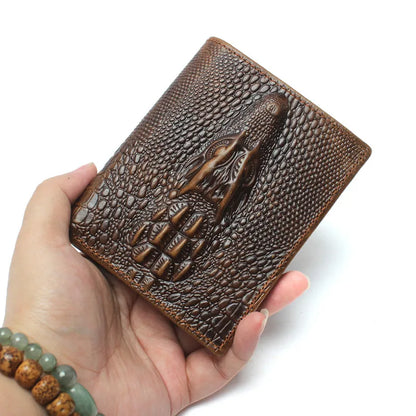 Men's Wallet in Crocodile Design ⎜ Robust Retro Wallet Made From Embossed Leather