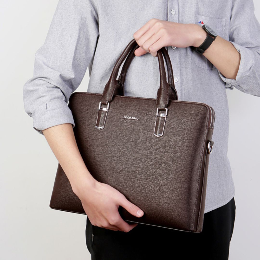 Men 's Handbag ⎜ Noble Genuine Leather Briefcase with Large Storage Space and Double Zip