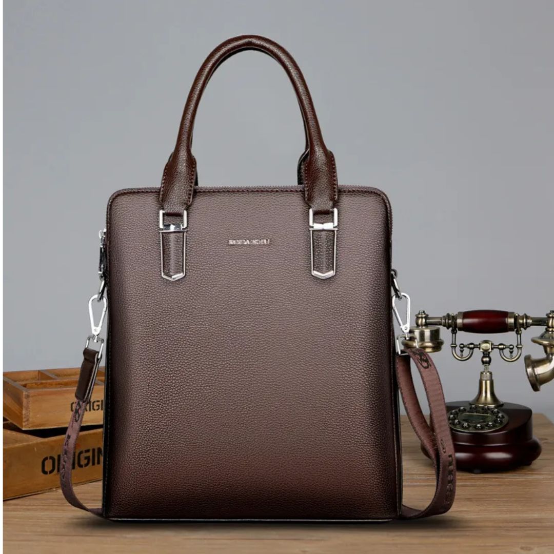 Men 's Handbag ⎜ Noble Genuine Leather Briefcase with Large Storage Space and Double Zip