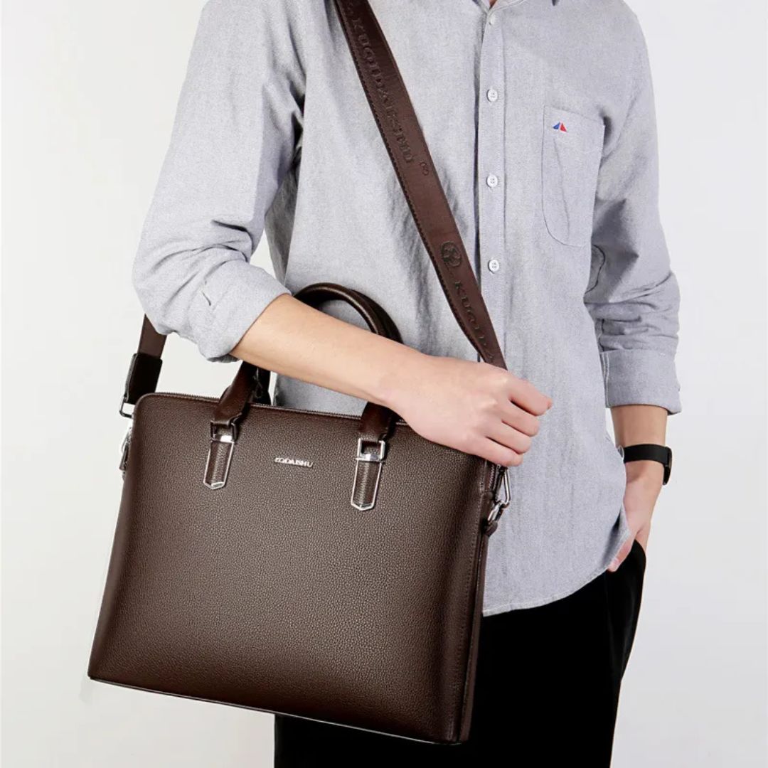 Men 's Handbag ⎜ Noble Genuine Leather Briefcase with Large Storage Space and Double Zip