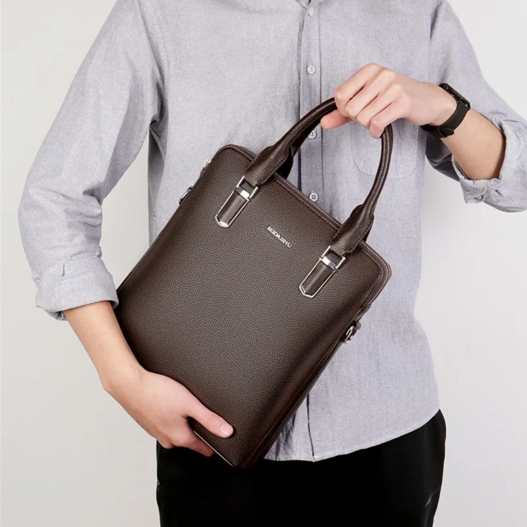 Men 's Handbag ⎜ Noble Genuine Leather Briefcase with Large Storage Space and Double Zip