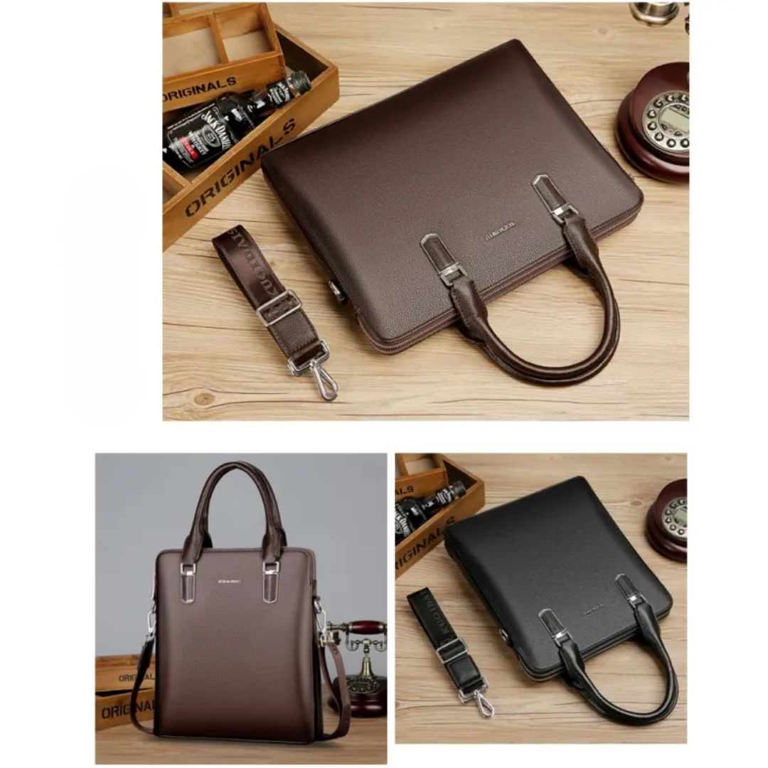 Men 's Handbag ⎜ Noble Genuine Leather Briefcase with Large Storage Space and Double Zip