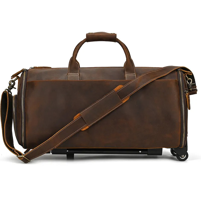 Leather Travel Bag ⎜ Large Capacity with Roll Function for Comfortable Travelling