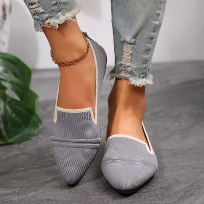 Flat Ballerinas for Women ⎜ Comfortable Slip - on Shoes with a Pointed Toe and Perforated Design