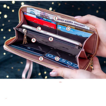 Women's Wallet with Zip ⎜ Glitter Long Wallet with Card Compartments
