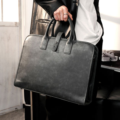 Men 's Briefcase ⎜ Stylish Faux Leather Handbag for Everyday Use with Practical Carrying Handles