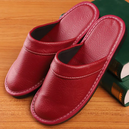 Leather Slippers for Men ⎜ Comfortable Slippers for All Seasons with Non - Slip Soles