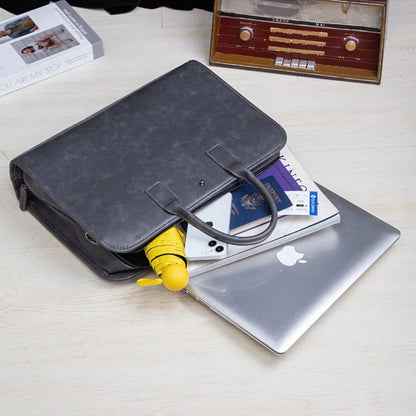 Men 's Briefcase ⎜ Stylish Faux Leather Handbag for Everyday Use with Practical Carrying Handles