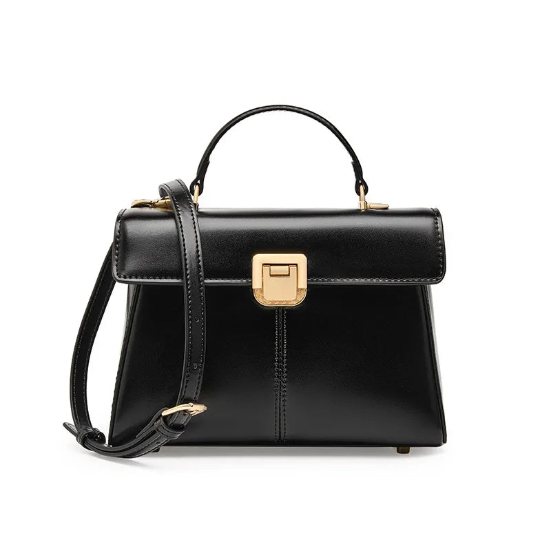 Leather Handbag for Women ⎜ Elegant Shoulder Bag with Practical Fastening and Compact Design