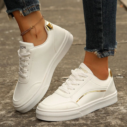 Women's Trainers ⎜ Comfortable Lace - Up Shoes with Shiny Accents and a Thick Sole Profile for Everyday Wear