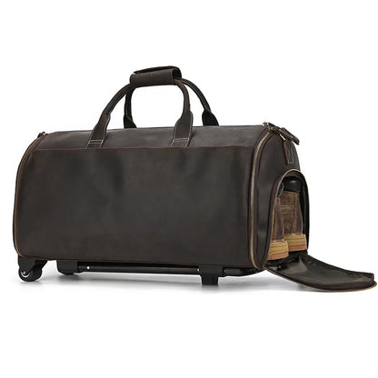 Leather Travel Bag ⎜ Large Capacity with Roll Function for Comfortable Travelling