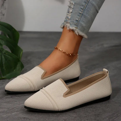 Flat Ballerinas for Women ⎜ Comfortable Slip - on Shoes with a Pointed Toe and Perforated Design