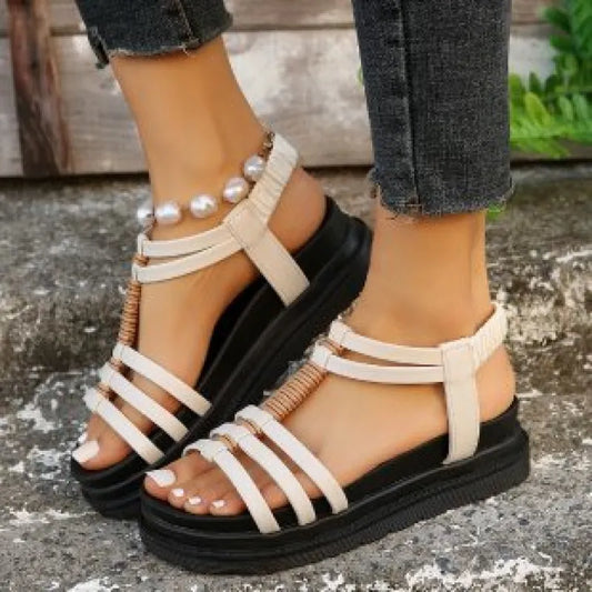 Women's Wedge Sandals ⎜ Comfortable Platform Shoes with Wedge Heel and Raised Sole for Plus Sizes
