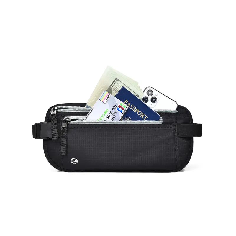 Rfid Bum Bag for Travelling ⎜ Flat Design with Concealed Compartment for Passport  Money and Smartphone