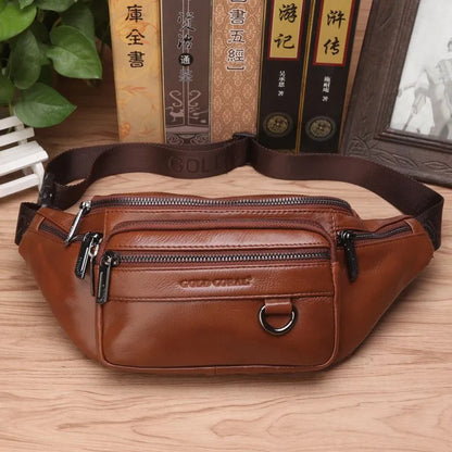 Leather Bum Bag for Men ⎜ Multiple Zip Compartments and Robust Strap for Secure Storage