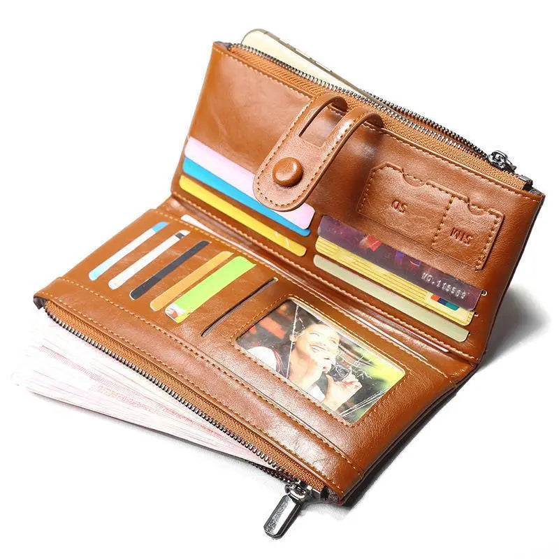 Ladies ' Long Wallet with Press Stud ⎜ Plenty of Space for Cards and Cash
