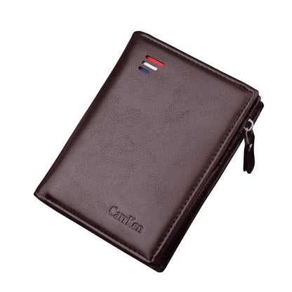 Rfid Wallet for Men ⎜ Compact Faux Leather Wallet with Coin Pocket and Card Protection
