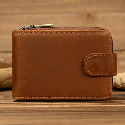 Rfid Card Holder for Men ⎜ Leather Wallet with Zip and Space for Several Card Slots