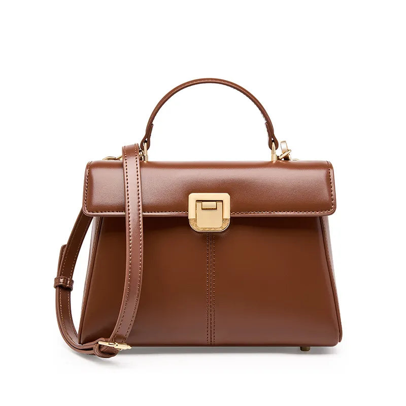 Leather Handbag for Women ⎜ Elegant Shoulder Bag with Practical Fastening and Compact Design